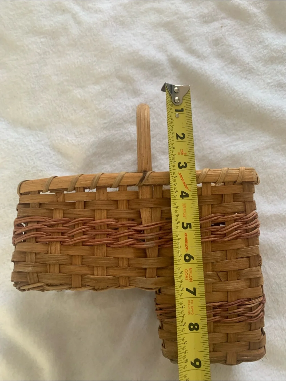 Vintage Wicker Mini Stair Basket, Plant Holder, Decor Organizer, Woven Wood